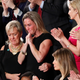 An emotional Carryn Owens, widow of widow of Chief Special Warfare Operator William “Ryan” Owens, on Capitol Hill in Washington, Tuesday, Feb. 28, 2017, as she was acknowledged by President Donald Trump during his address to a joint session of Congress. (AP Photo/Pablo Martinez Monsivais)